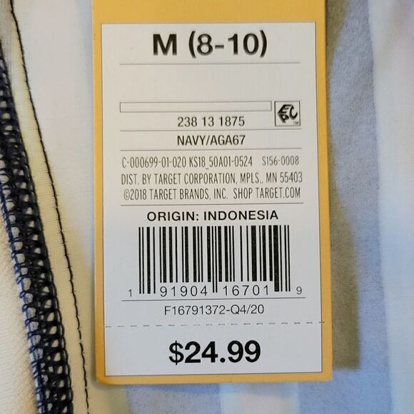 Kona Sol Navy Blue Striped Cutout Back Detail Swimsuit Top Size M - Picture 8 of 8